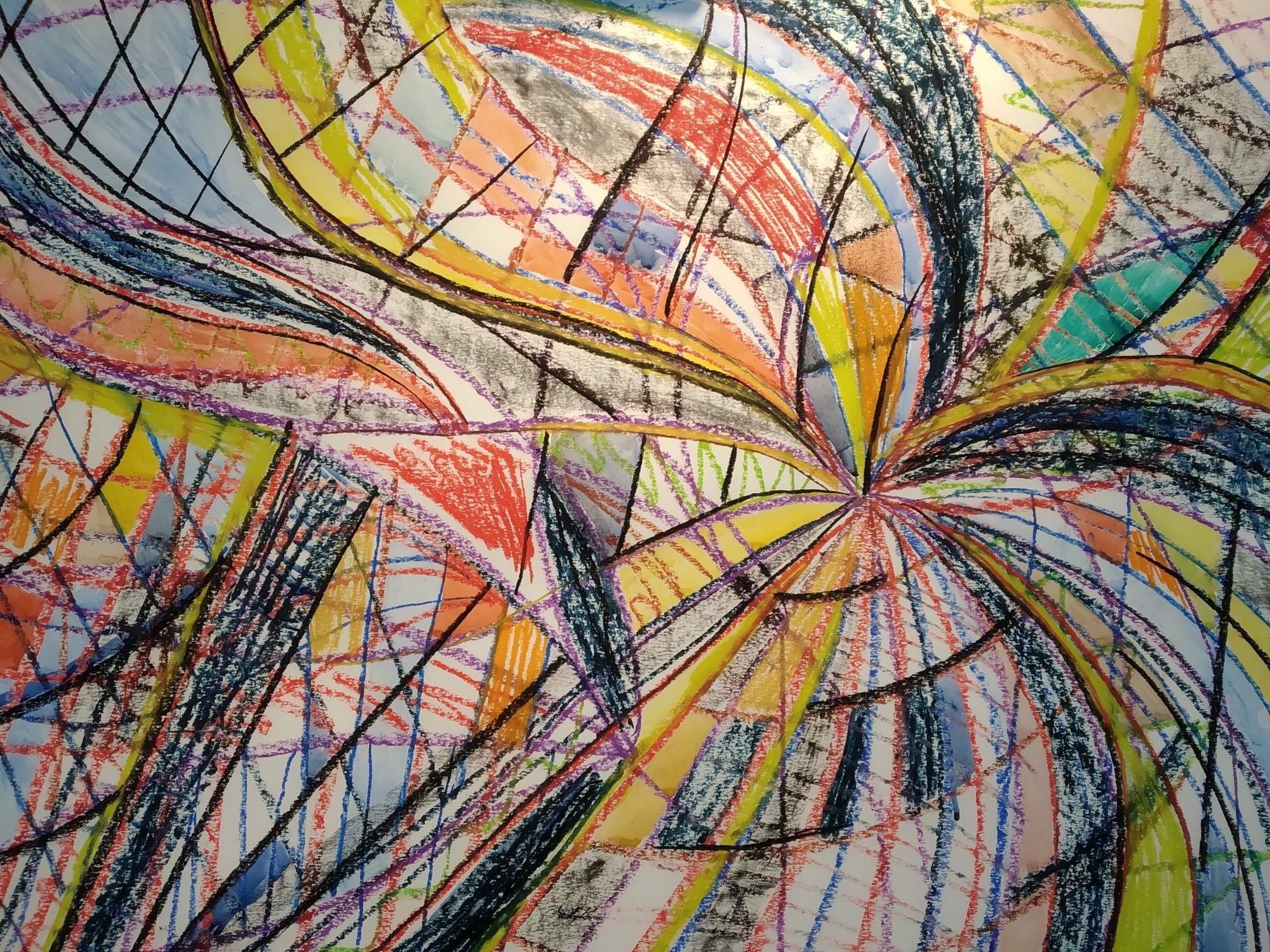 Tekening met lijnen die als stralen vanuit het midden vertrekken